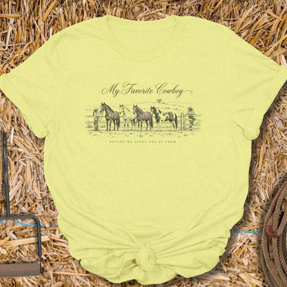 Printify T-Shirt S / Cornsilk Favorite Cowboy Tee