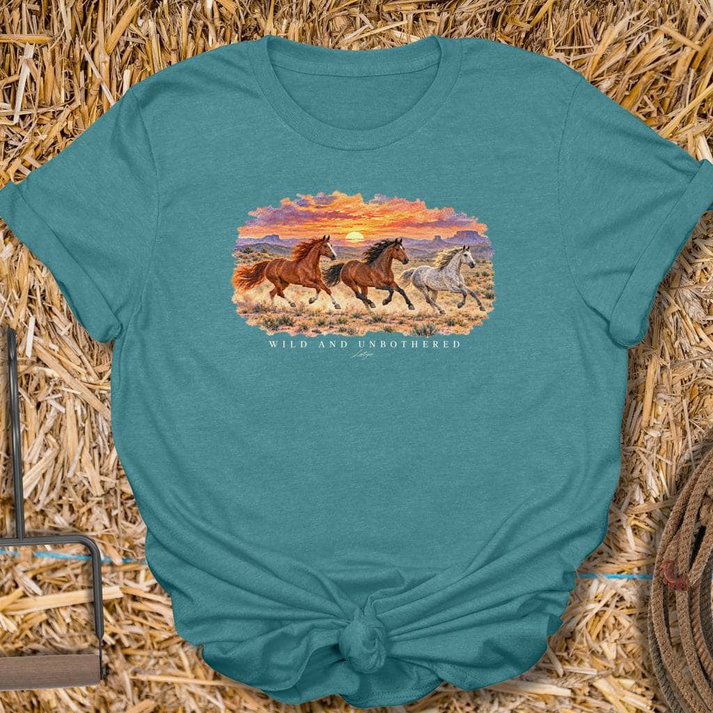 Printify T-Shirt S / Heather Galapagos Blue Wild And Unbothered Tee