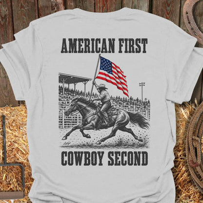 Printify T-Shirt S / Ice Grey American First Tee