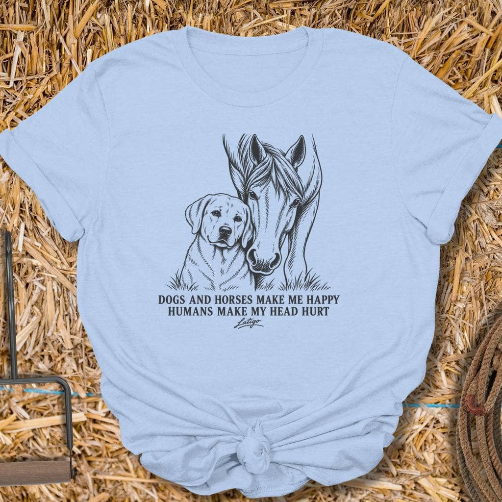 Printify T-Shirt S / Light Blue Dogs And Horses Tee