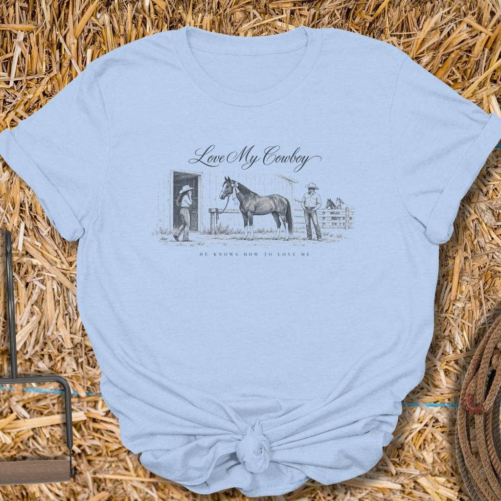 Printify T-Shirt S / Light Blue Love My Cowboy Tee