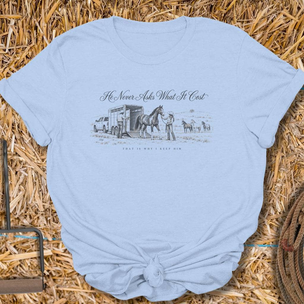 Printify T-Shirt S / Light Blue Why I Keep Him Tee