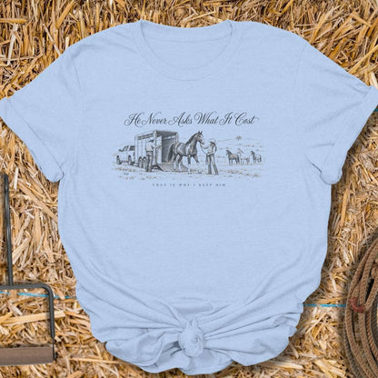 Printify T-Shirt S / Light Blue Why I Keep Him Tee
