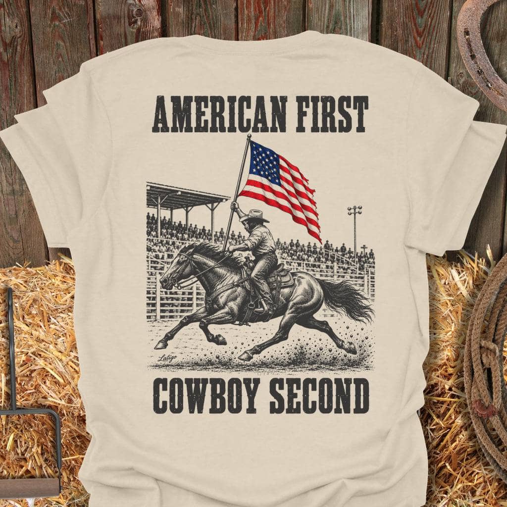 Printify T-Shirt S / Natural American First Tee
