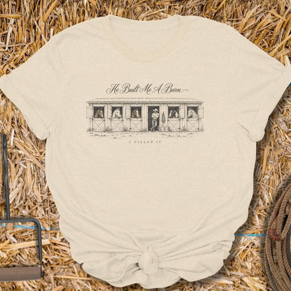Printify T-Shirt S / Natural Built Me A Barn Tee