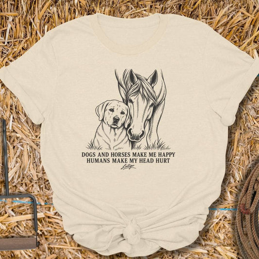 Printify T-Shirt S / Natural Dogs And Horses Tee