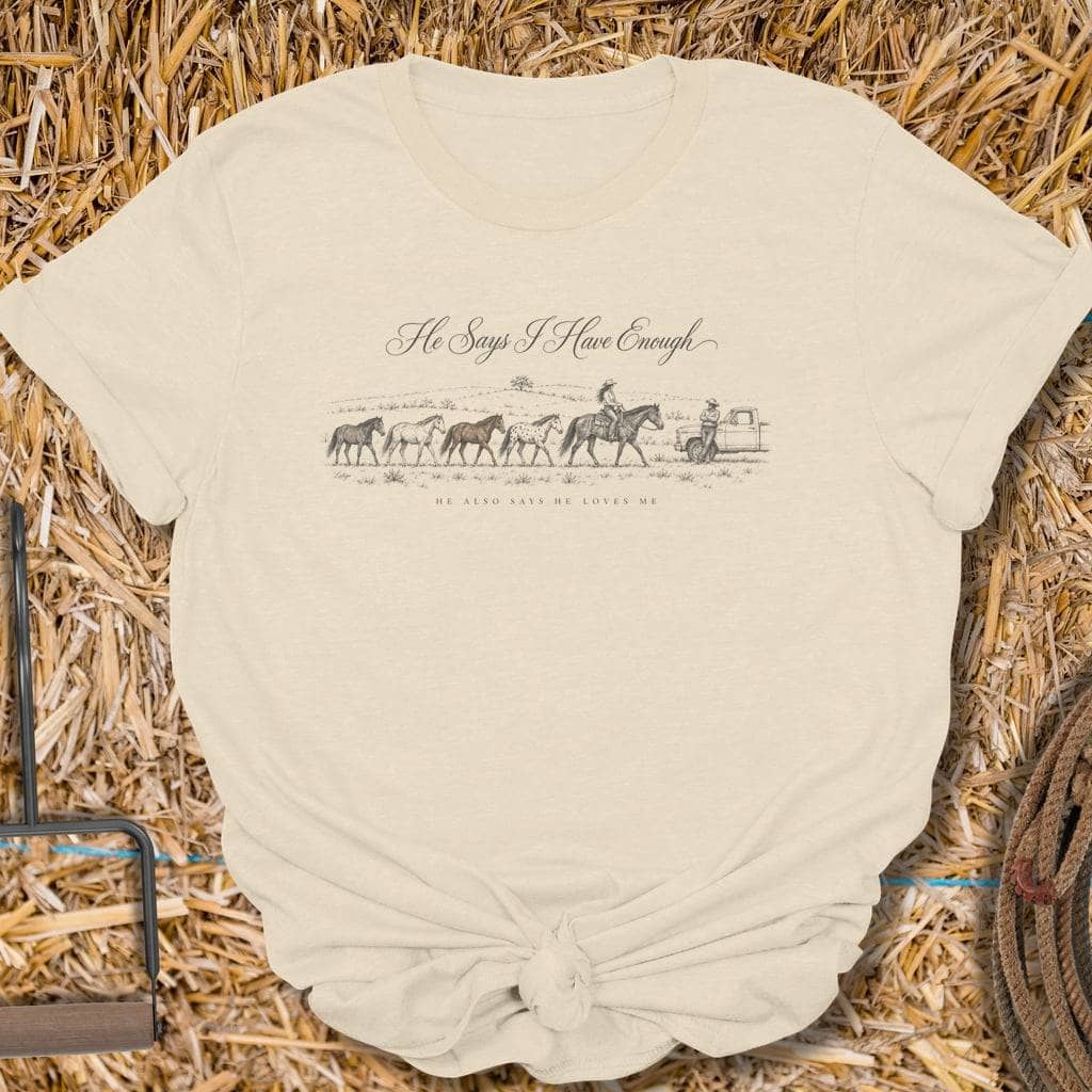 Printify T-Shirt S / Natural Enough Horses Tee