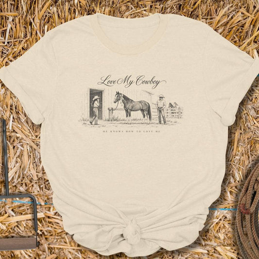 Printify T-Shirt S / Natural Love My Cowboy Tee