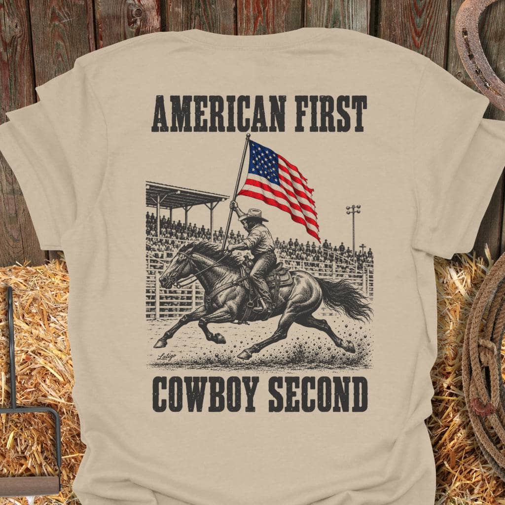 Printify T-Shirt S / Sand American First Tee