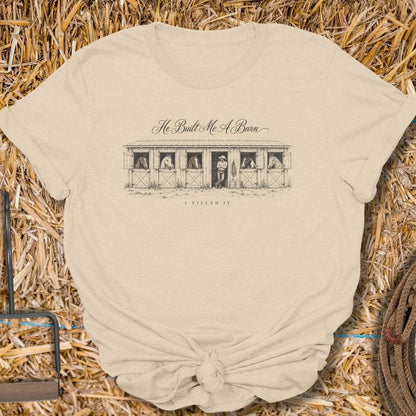 Printify T-Shirt S / Sand Built Me A Barn Tee