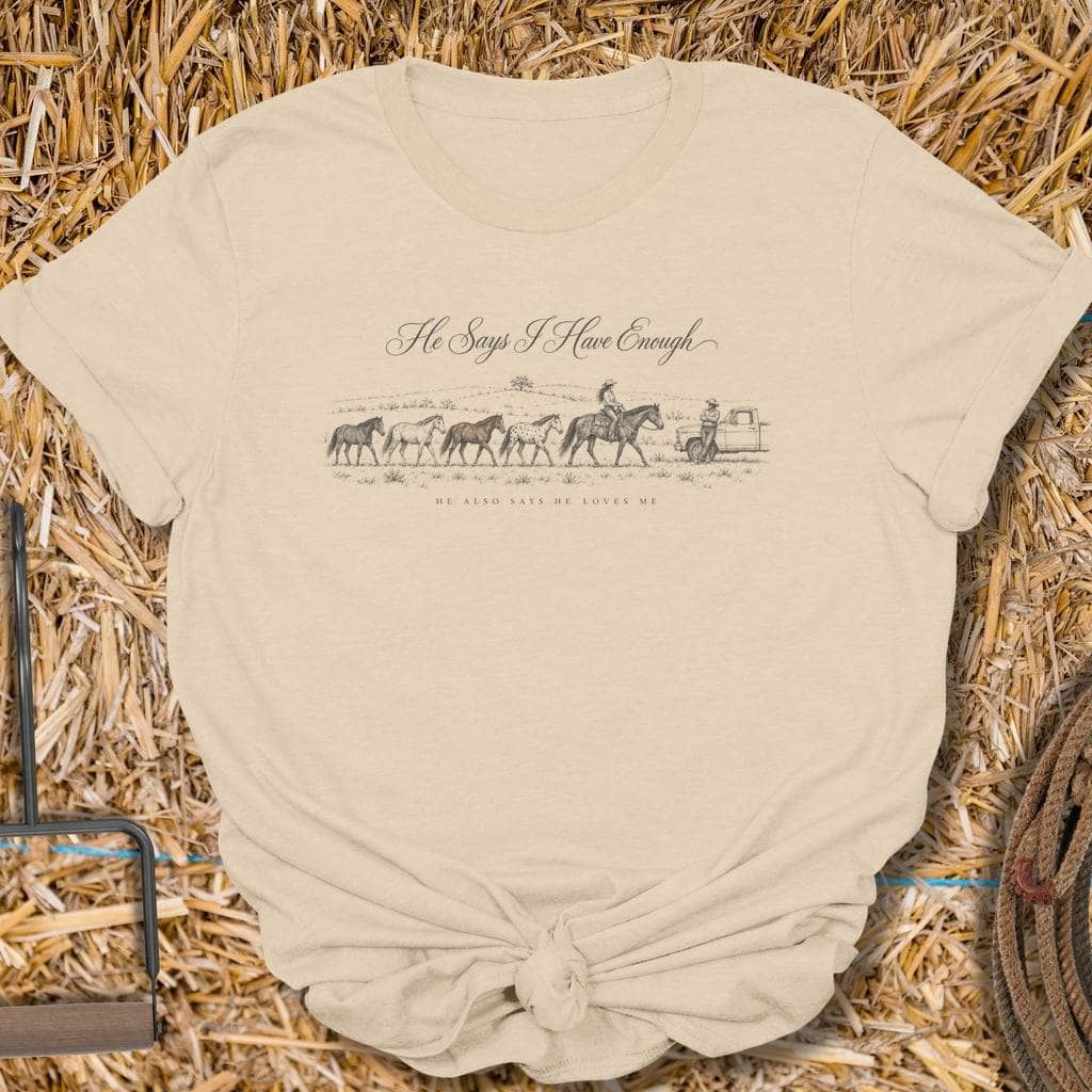 Printify T-Shirt S / Sand Enough Horses Tee
