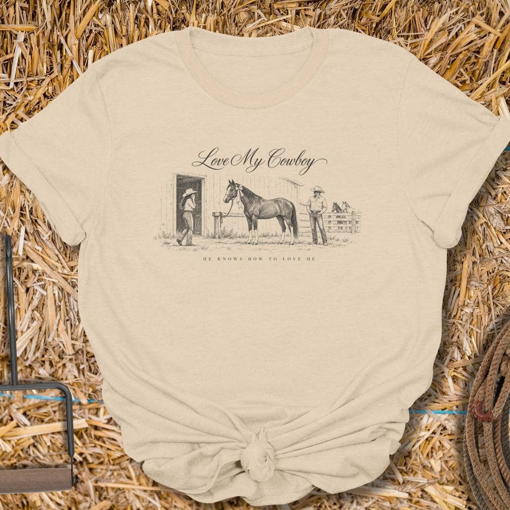 Printify T-Shirt S / Sand Love My Cowboy Tee