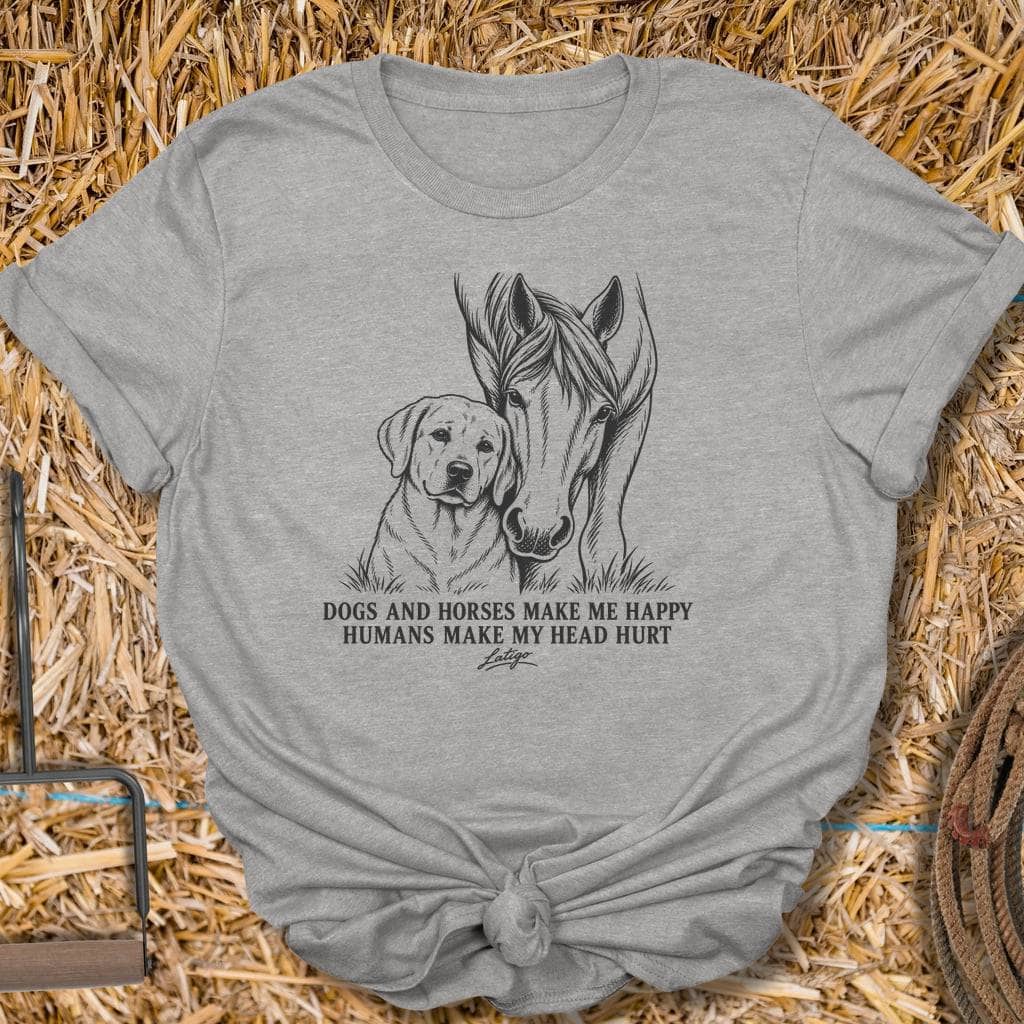 Printify T-Shirt S / Sport Grey Dogs And Horses Tee