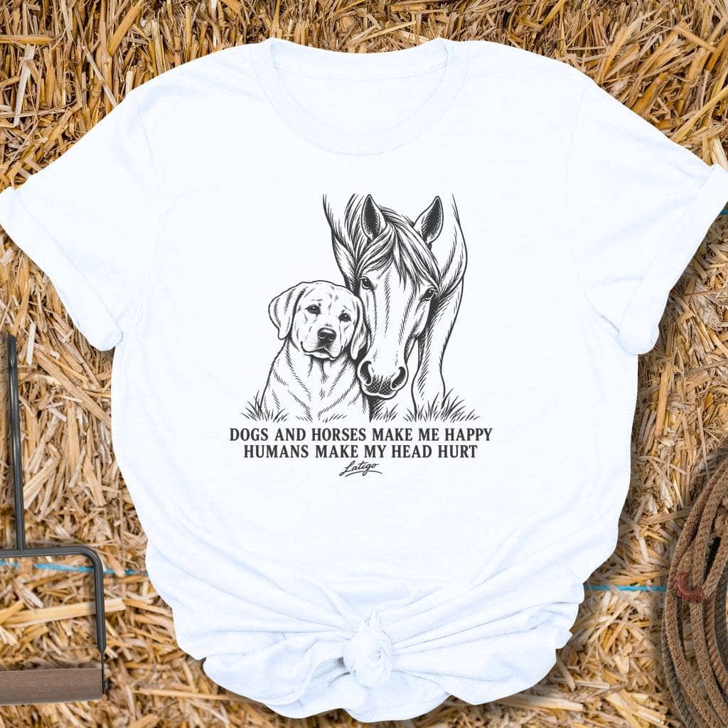 Printify T-Shirt S / White Dogs And Horses Tee