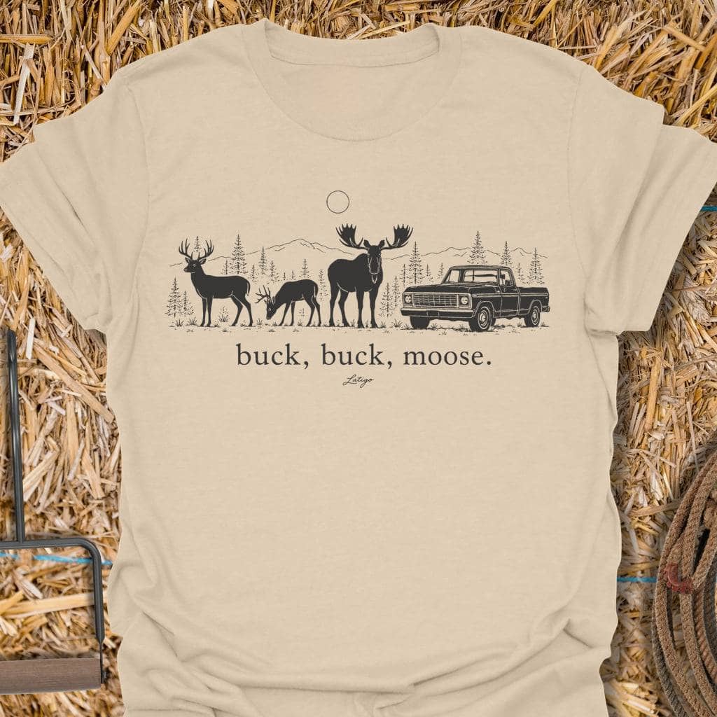 Printify T-Shirt Sand / S Buck Buck Moose Tee