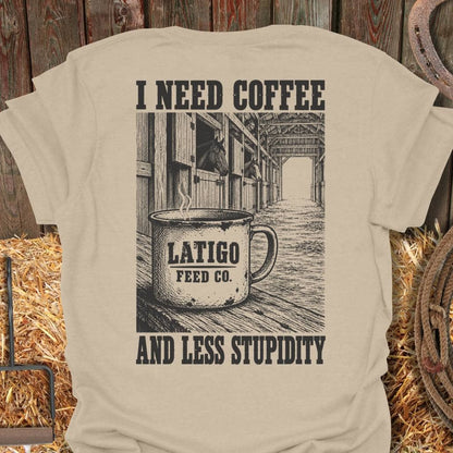 Printify T-Shirt Sand / S Coffee & Stupidity Tee