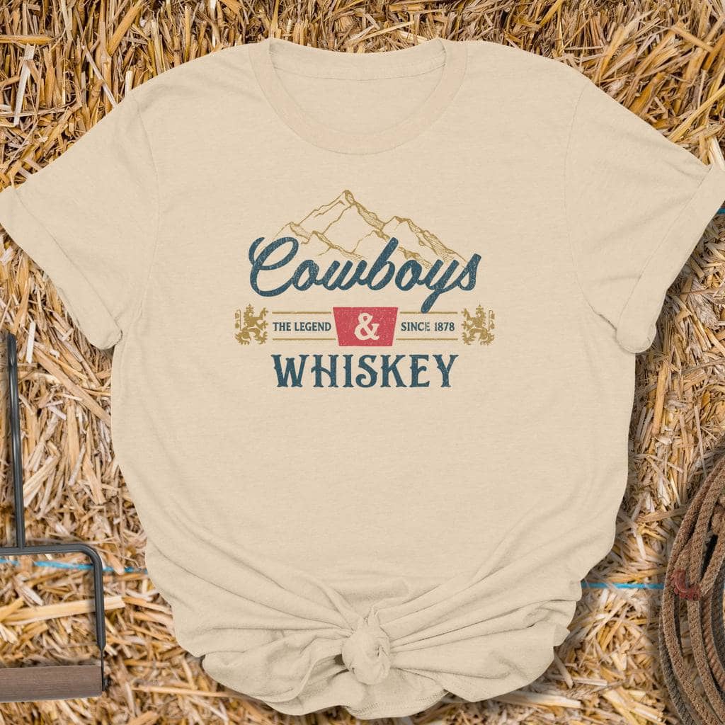 Printify T-Shirt Sand / S Cowboys & Whiskey Tee