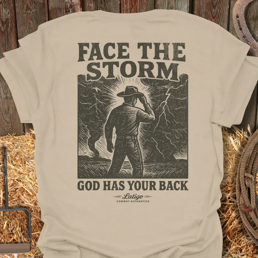Printify T-Shirt Sand / S Face The Storm Tee