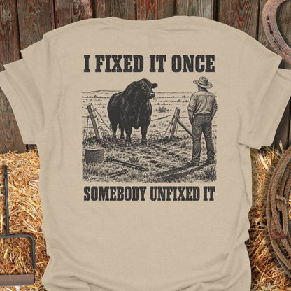 Printify T-Shirt Sand / S Fixed It Once Tee
