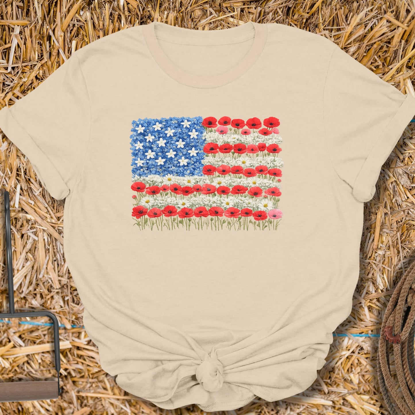 Printify T-Shirt Sand / S Flower Flag Tee