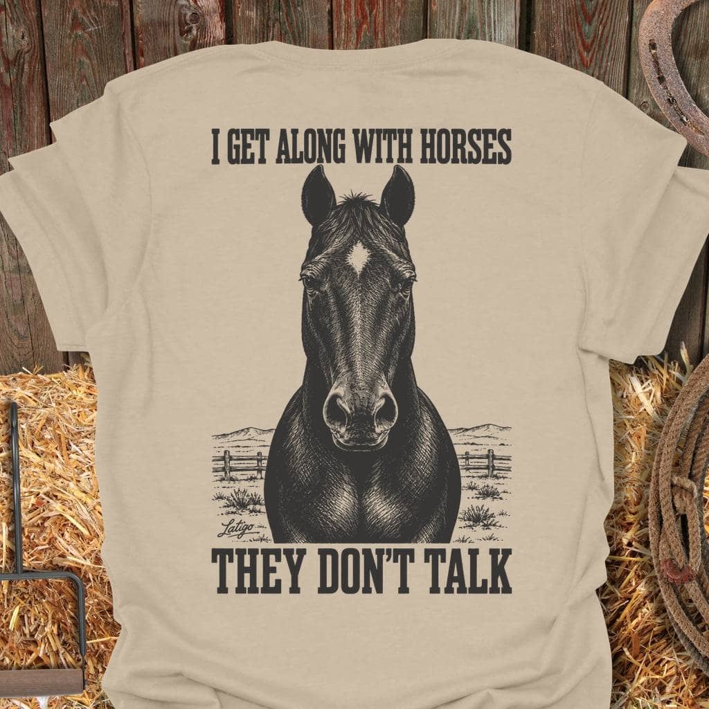Printify T-Shirt Sand / S Horses Don'T Talk Tee
