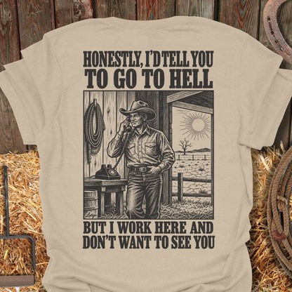 Printify T-Shirt Sand / S I Work Here Tee