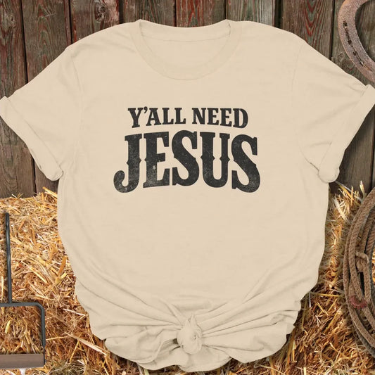 Printify T-Shirt Sand / S Need Jesus Tee