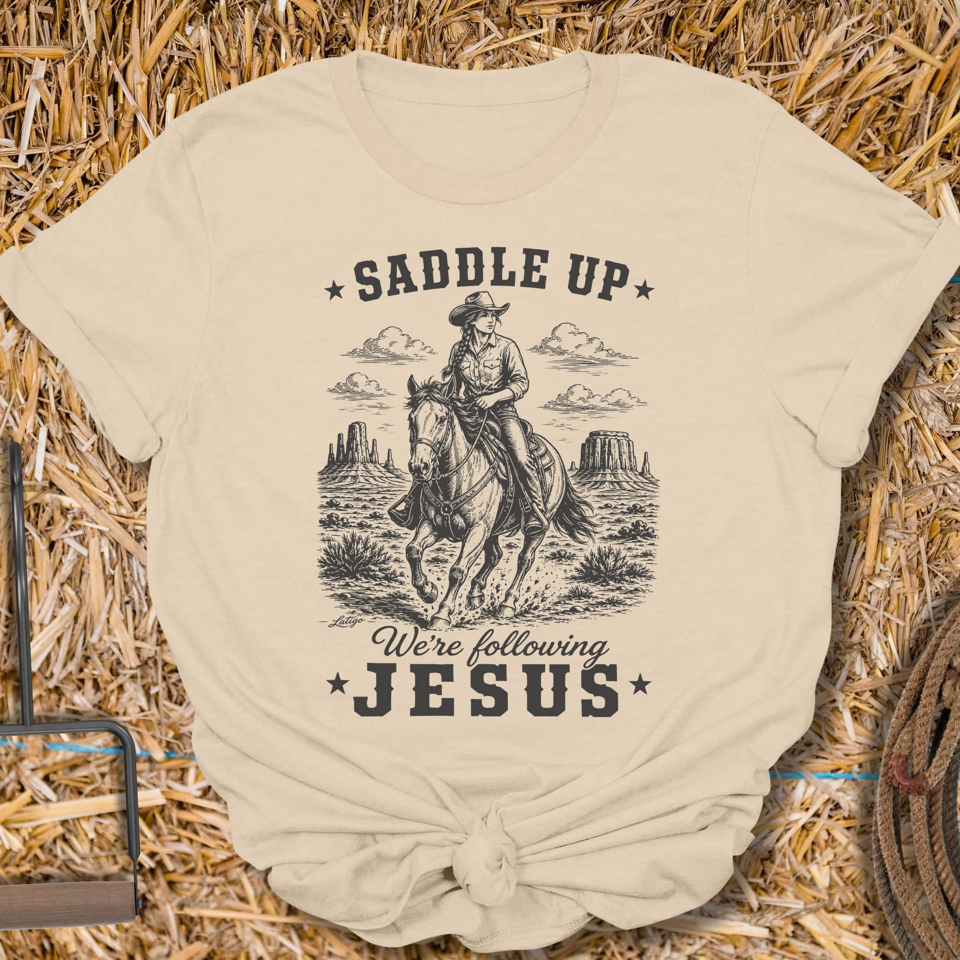 Printify T-Shirt Sand / S Saddle Up Ladies Tee