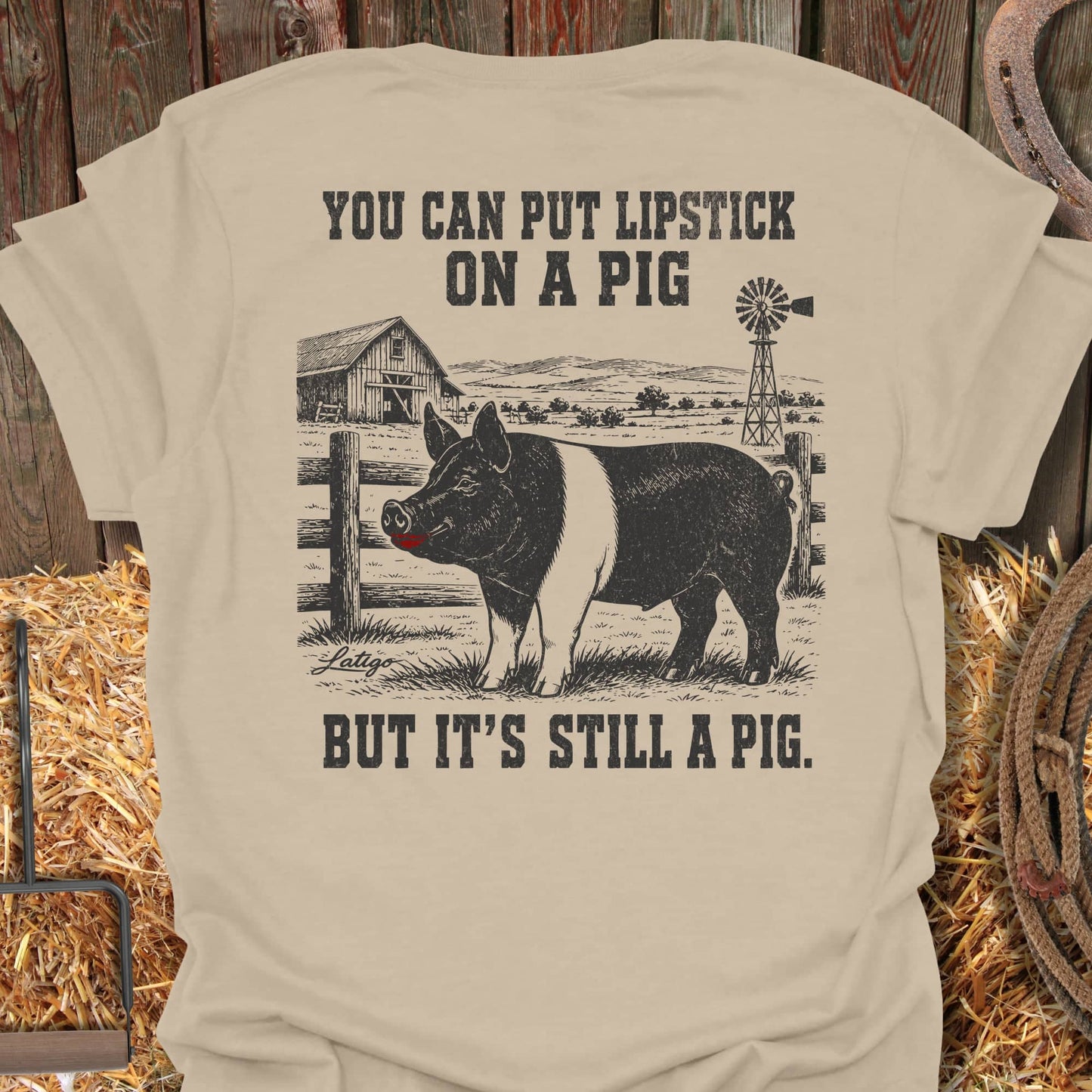 Printify T-Shirt Sand / S Still A Pig Tee