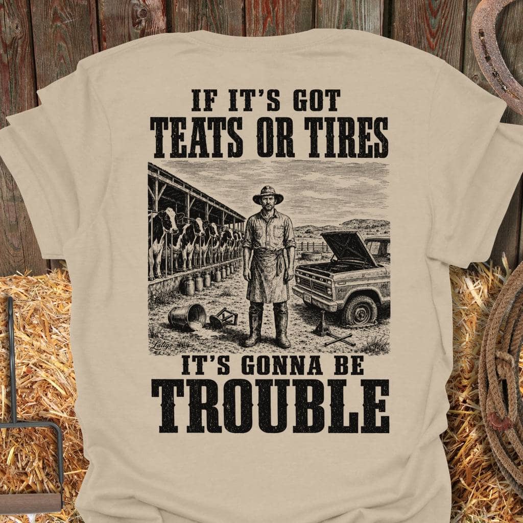 Printify T-Shirt Sand / S Teats Or Tires Tee