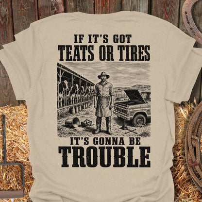 Printify T-Shirt Sand / S Teats Or Tires Tee