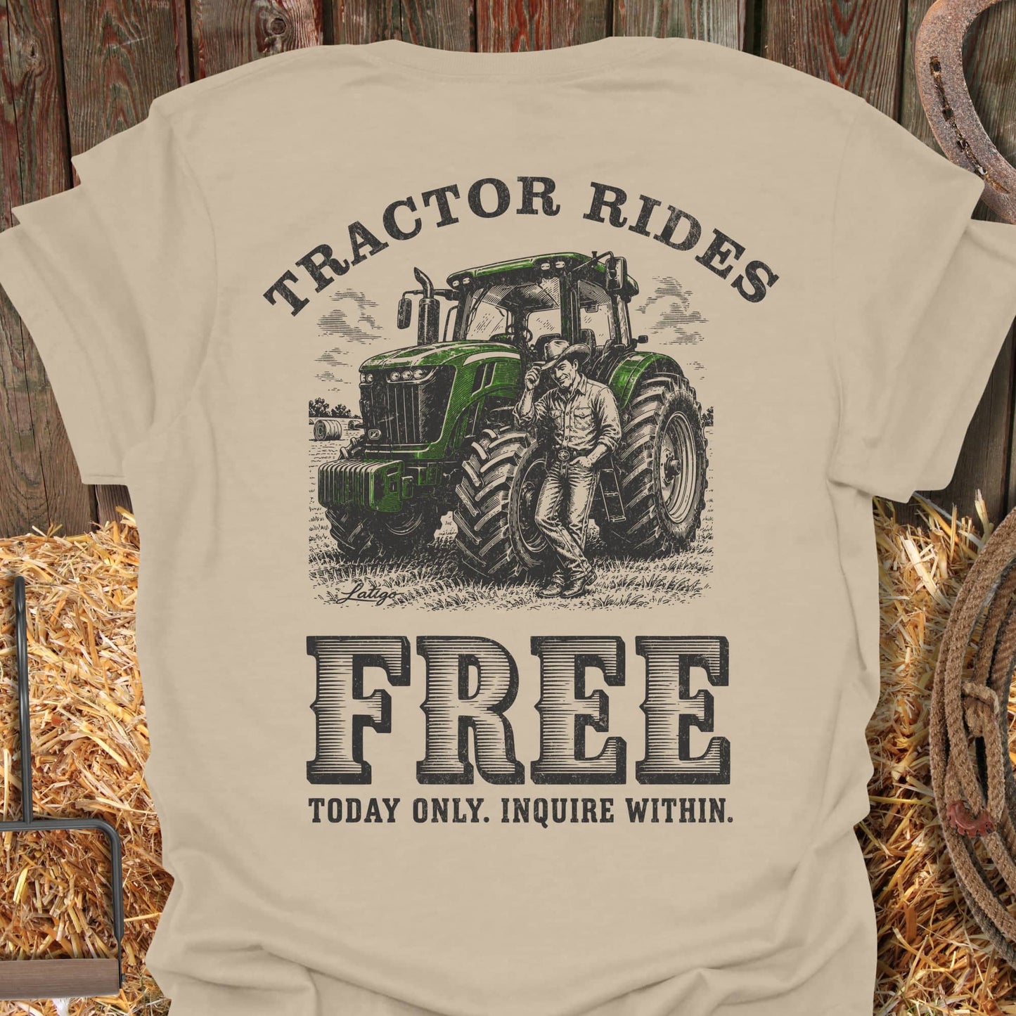 Printify T-Shirt Sand / S Tractor Rides Tee