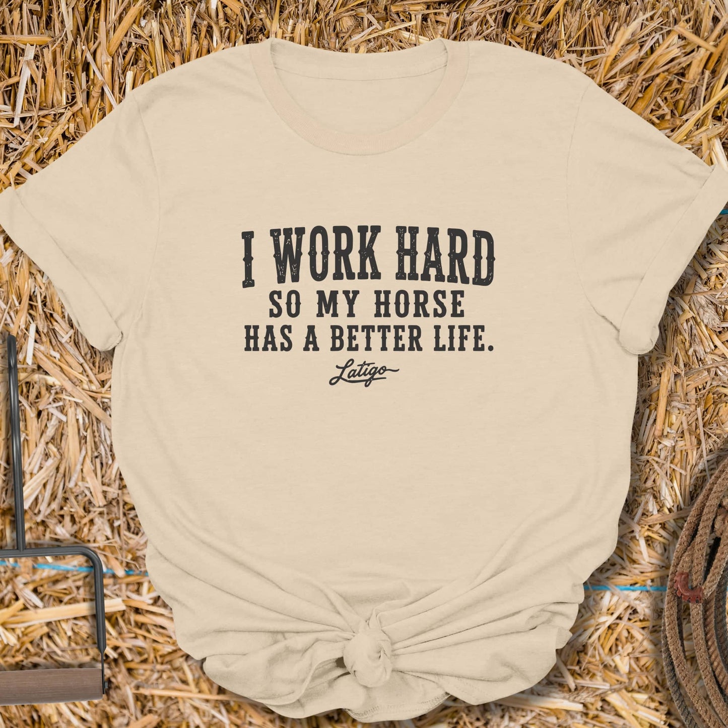 Printify T-Shirt Sand / S Work Hard Tee