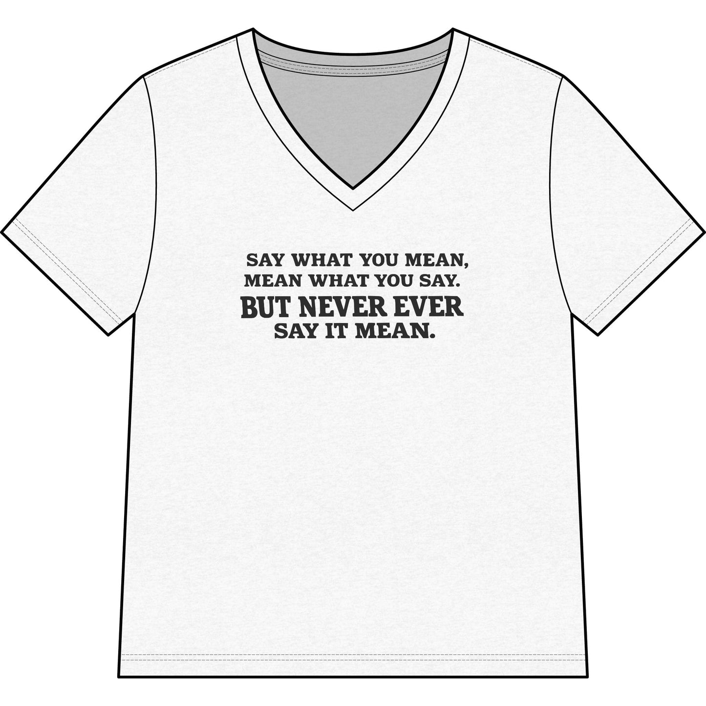 Printify T-Shirt Solid White Blend / S Say What You Mean Relaxed V-Neck Tee