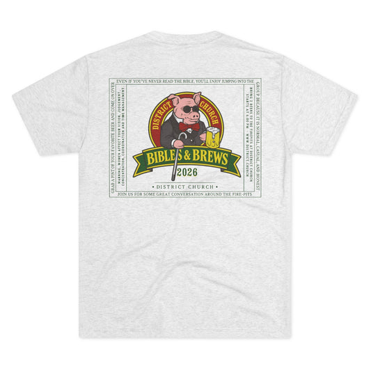 Printify T-Shirt Tri-Blend Heather White / S District Bibles and Brews 2026 Tee