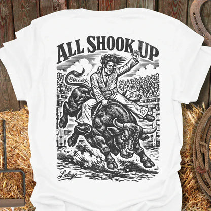 Printify T-Shirt White / S All Shook Up Rodeo Tee