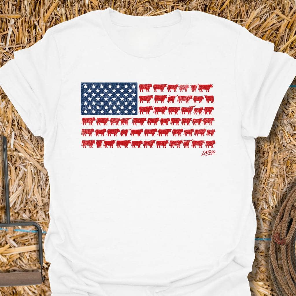 Printify T-Shirt White / S Beef Flag Tee