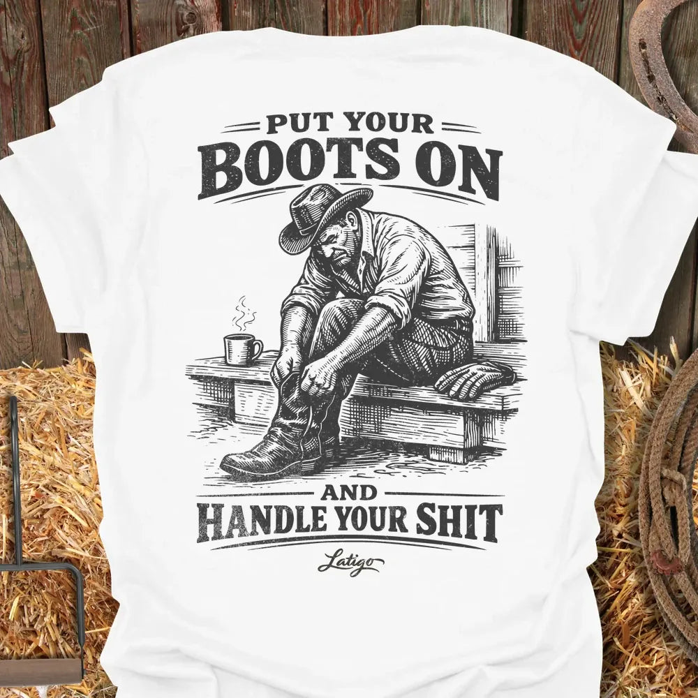 Printify T-Shirt White / S Boots Tee