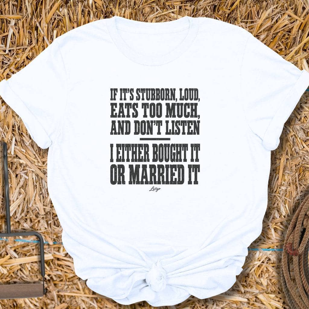 Printify T-Shirt White / S Bought Or Married Tee