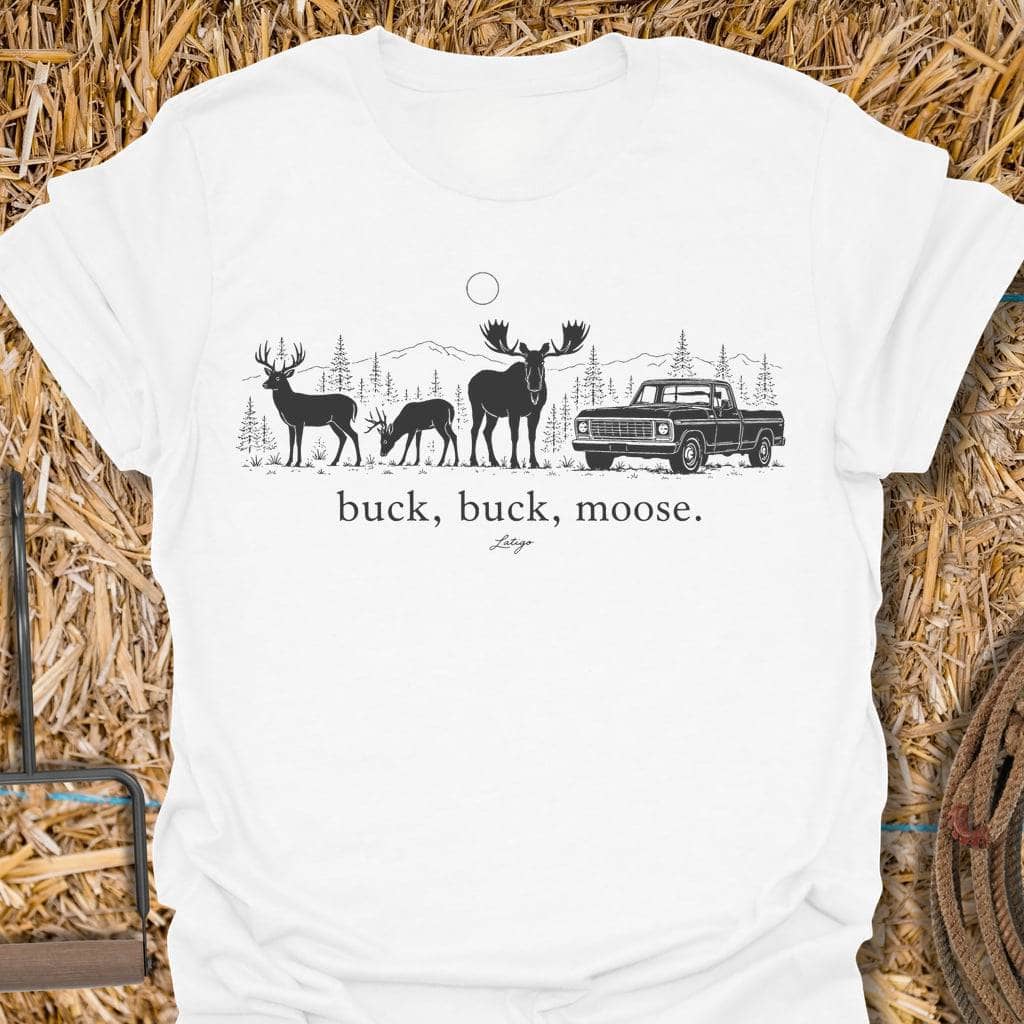 Printify T-Shirt White / S Buck Buck Moose Tee