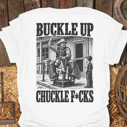 Printify T-Shirt White / S Buckle Up Tee