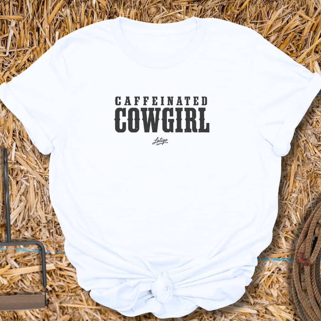Printify T-Shirt White / S Caffeinated Cowgirl Tee