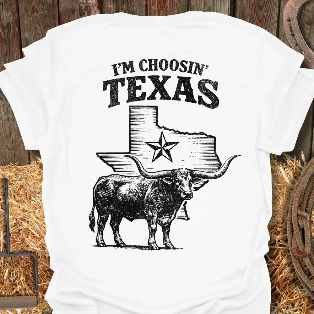 Printify T-Shirt White / S Choosin Texas Tee
