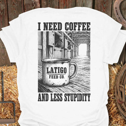 Printify T-Shirt White / S Coffee & Stupidity Tee
