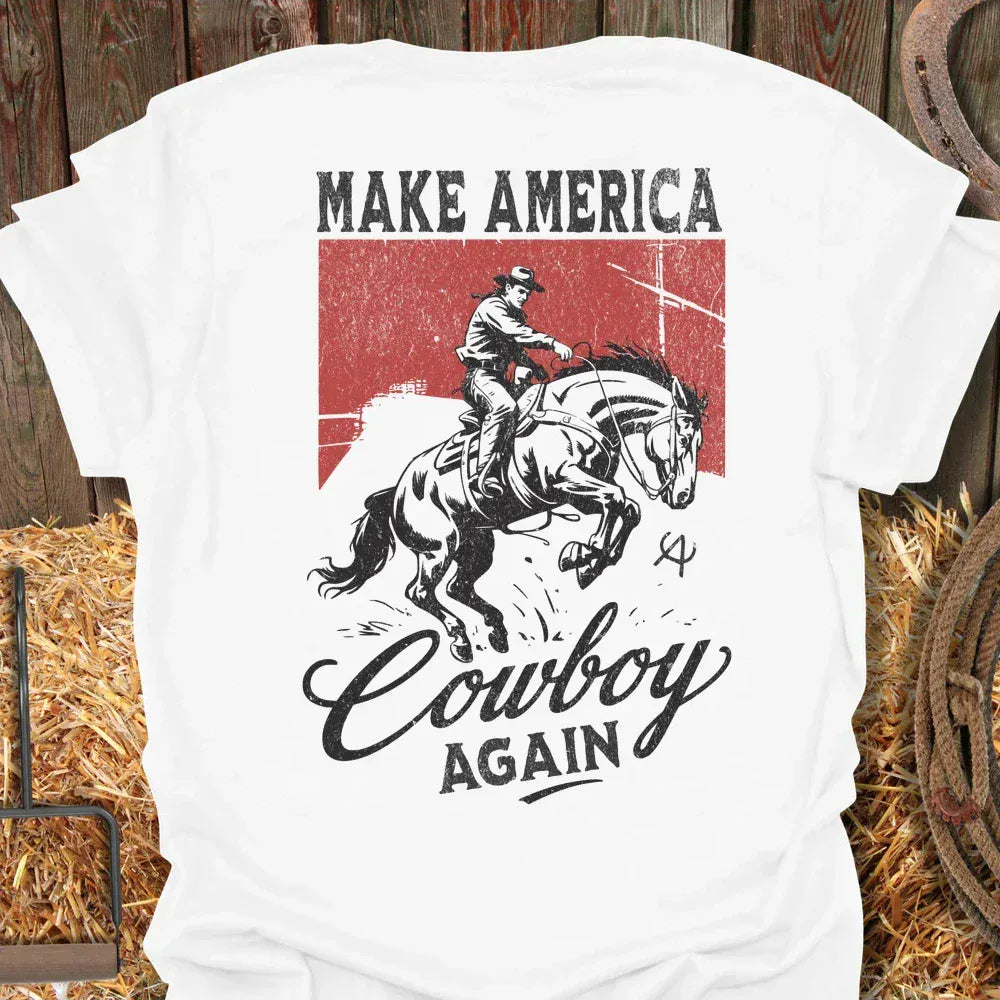 Printify T-Shirt White / S Cowboy Again Tee