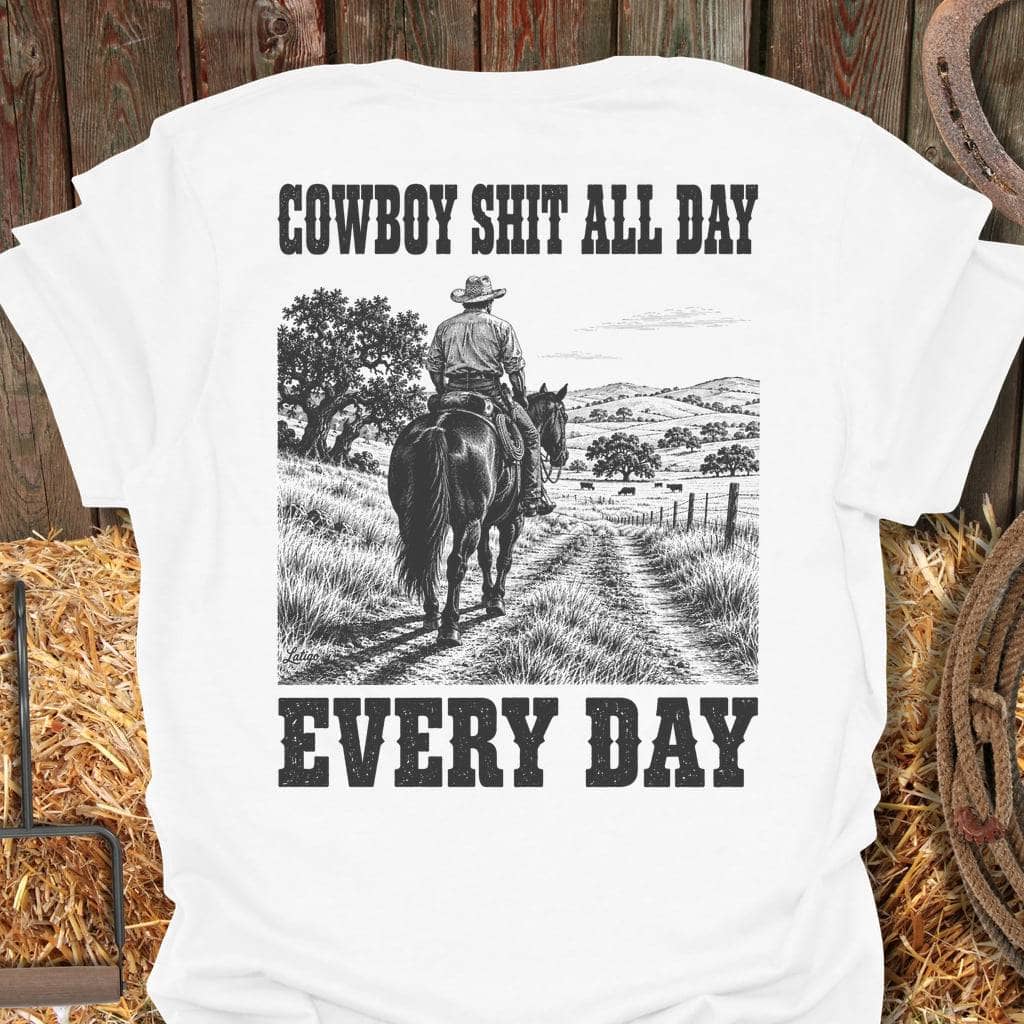 Printify T-Shirt White / S Cowboy Shit Tee