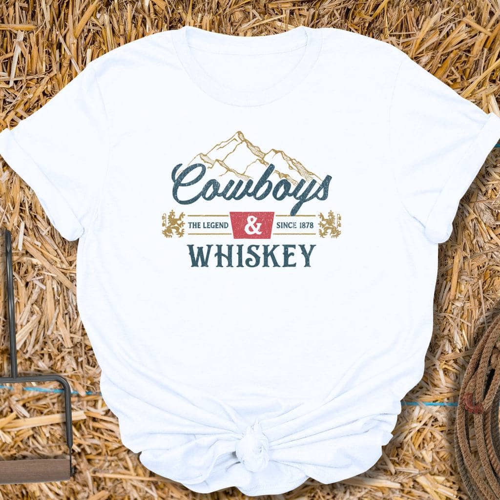 Printify T-Shirt White / S Cowboys & Whiskey Tee