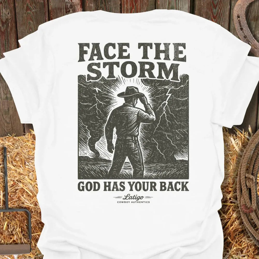 Printify T-Shirt White / S Face The Storm Tee