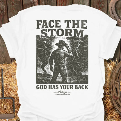 Printify T-Shirt White / S Face The Storm Tee