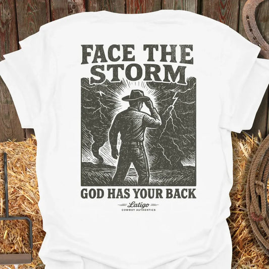 Printify T-Shirt White / S Face The Storm Tee